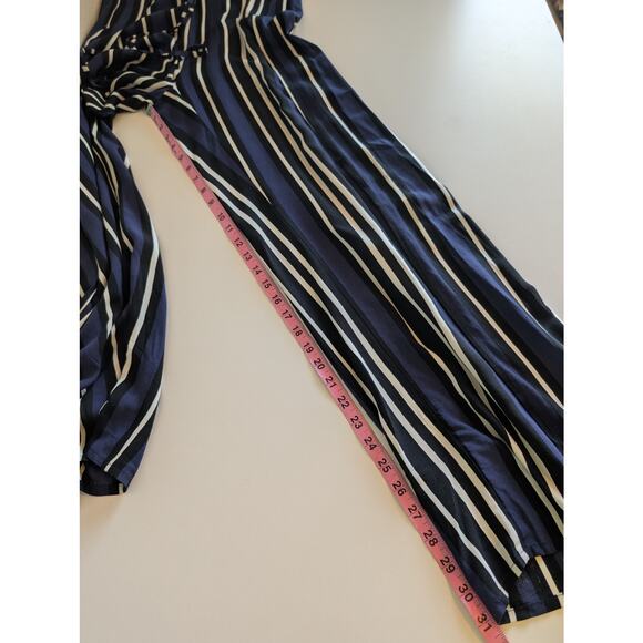 Anthropologie Maeve Pants Striped Side Slit Wide Leg Beach Resort Blue Size S - Picture 16 of 16
